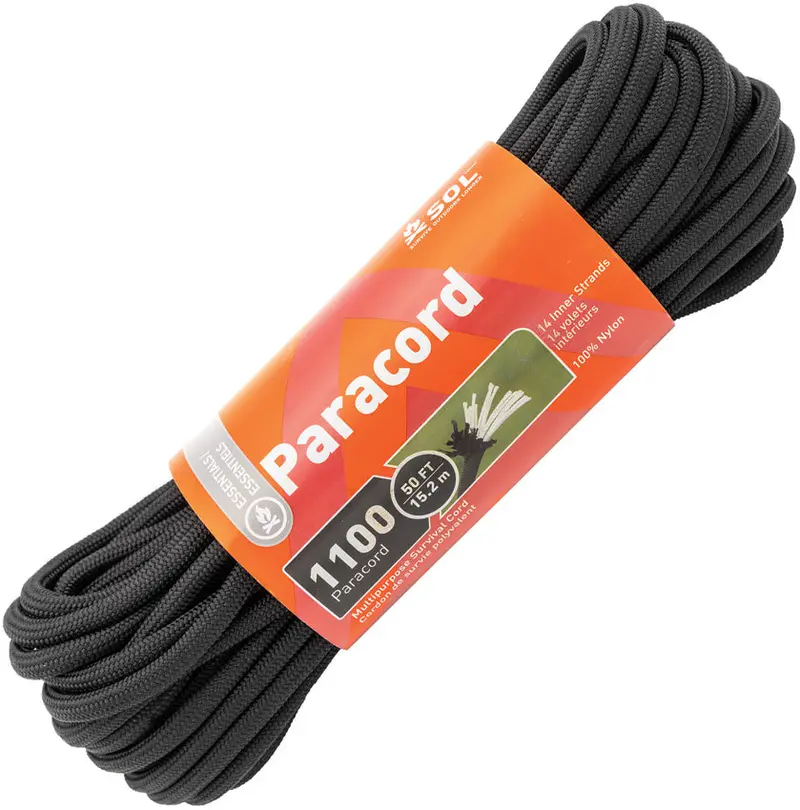 Adventure Medical 1100-Lb Paracord – 50Ft Black Heavy-Duty Rope 1