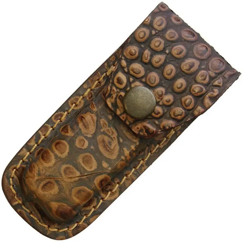 Alligator-Style Leather Belt Pouch For 4-Inch Folding Knives – Brown 1