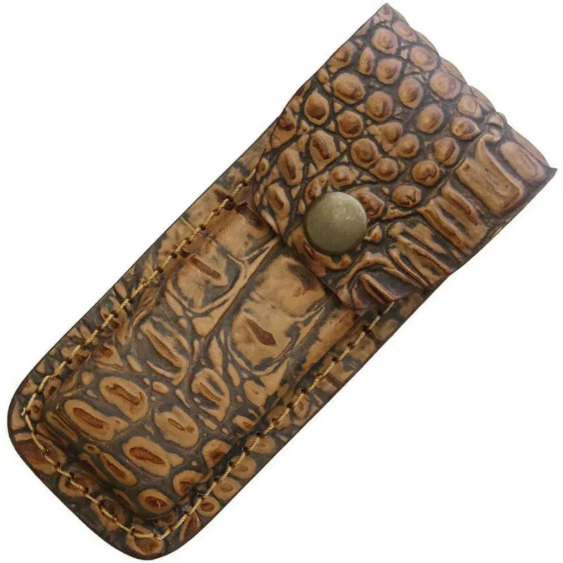 Alligator-Style Leather Belt Sheath For 5-Inch Folding Knives – Brown 1