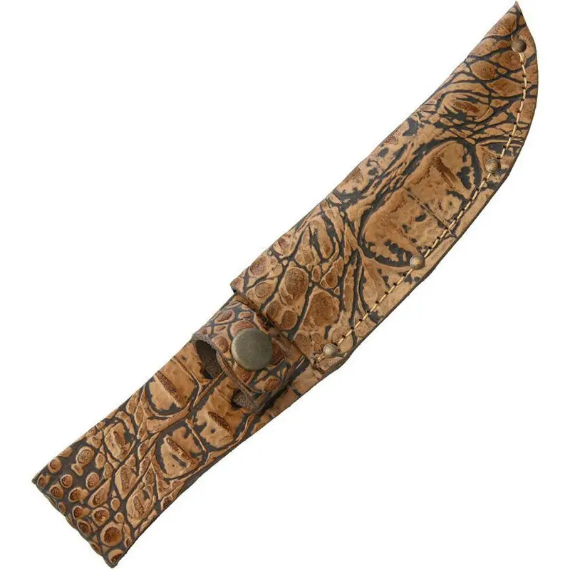 Alligator-Style Leather Straight Belt Sheath For 5-Inch Fixed Blades – Brown 1