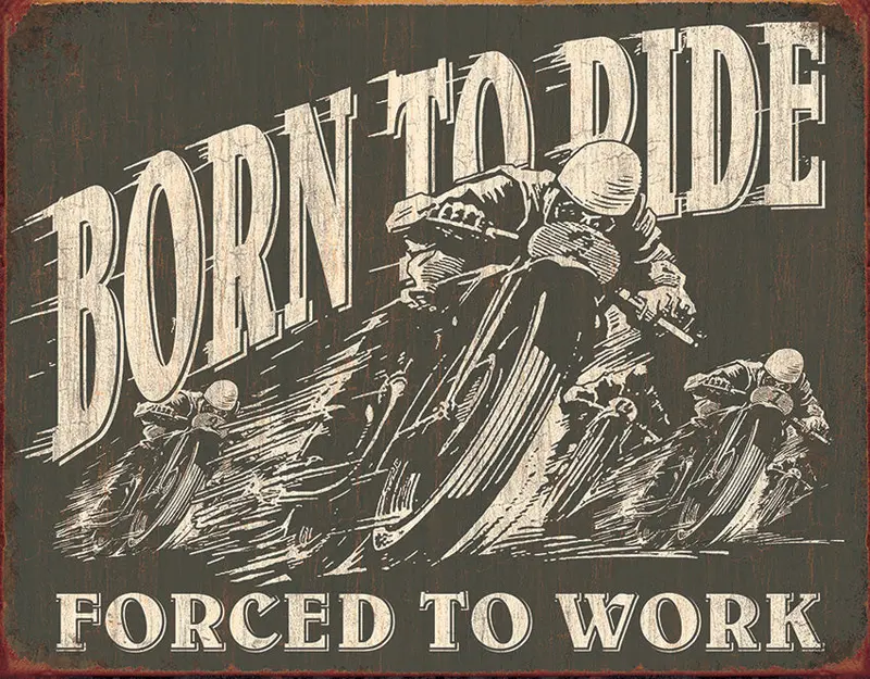 'Born To Ride' Tin Sign – Biker Culture Inspired Vintage Metal Wall Art 1