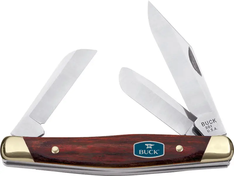 Buck Stockman Pocket Knife With Rosewood Handles – Three-Blade Traditional Pattern (7457) 1