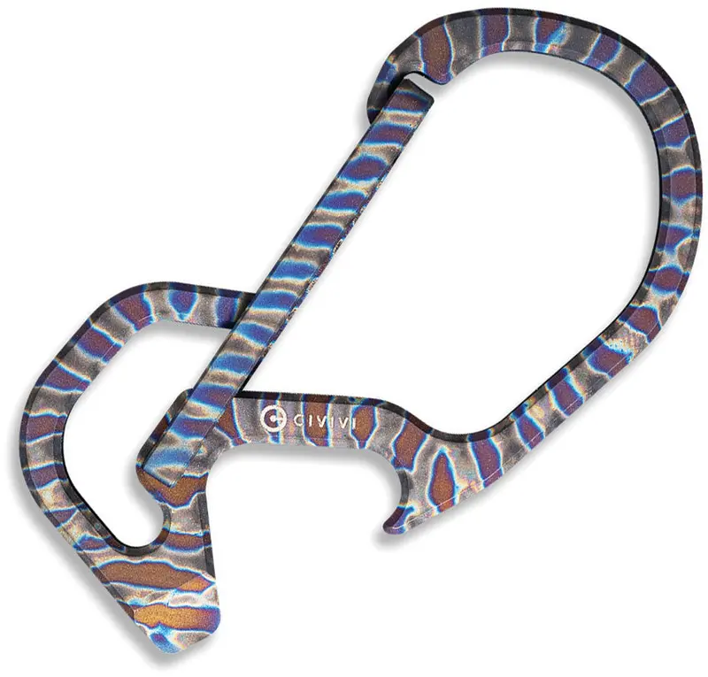 Civivi Click Carabiner Keychain – Flame-Textured Titanium 1