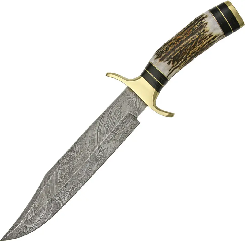 Damascus Iron Maiden Bowie Knife – Ornate Black-Blade Design 1