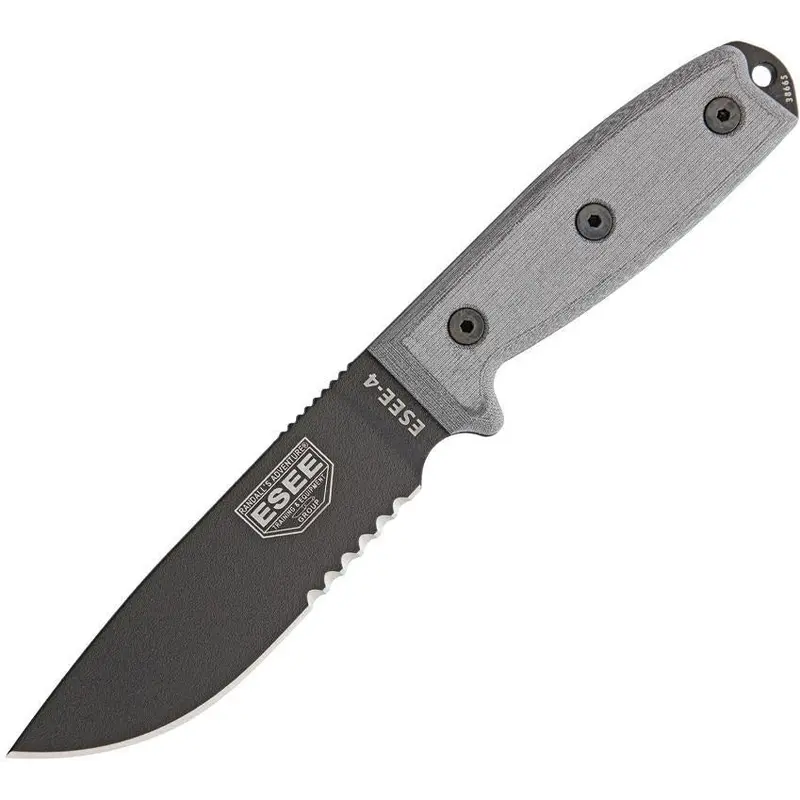 Esee Model 4 Stainless Steel Serrated Blade – Matte Black Finish 1