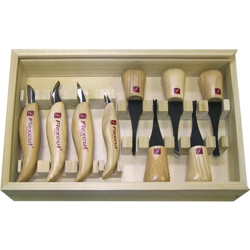 Flexcut Deluxe Palm & Knife Carving Set – 12-Piece Handheld Woodcarving Collection 1