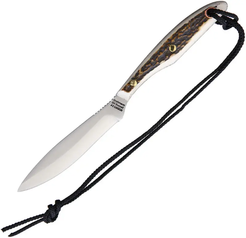 Grohmann H2C Trout & Bird Hunting Knife – Stag Handle With Carved Detail 1