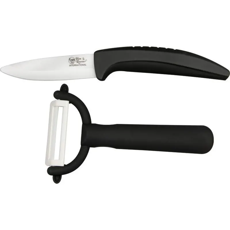 Hen & Rooster 2-Piece Ceramic Paring Knife Set 1