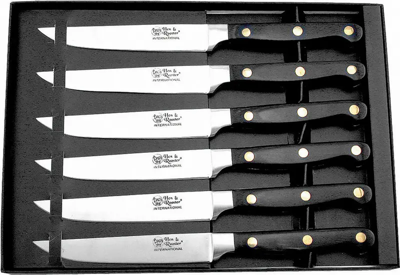 Hen & Rooster Black Wooden Steak Knife Set (Hri-009) 1