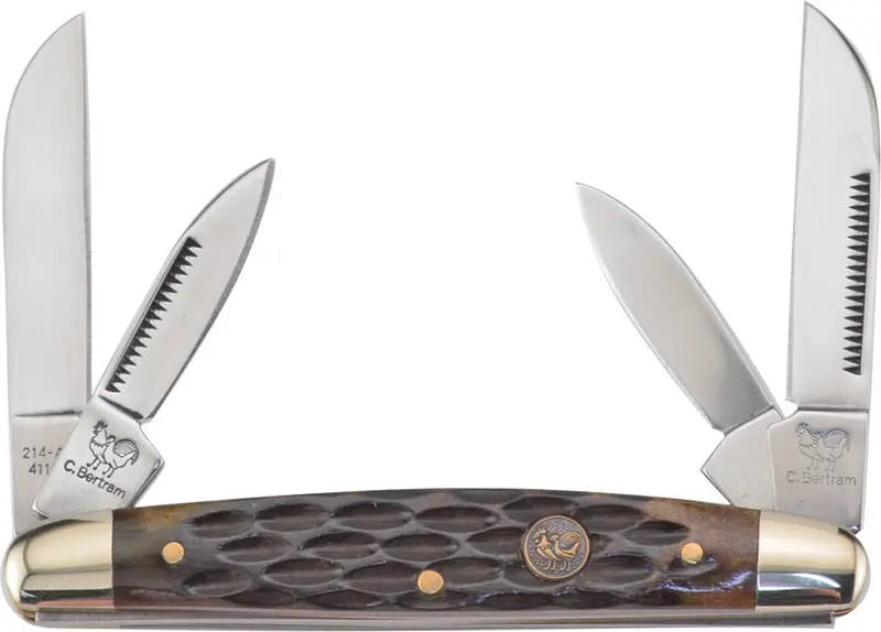 Hen & Rooster Congress Pattern Brown Pick Bone Pocket Knife (214-Brpb) 1