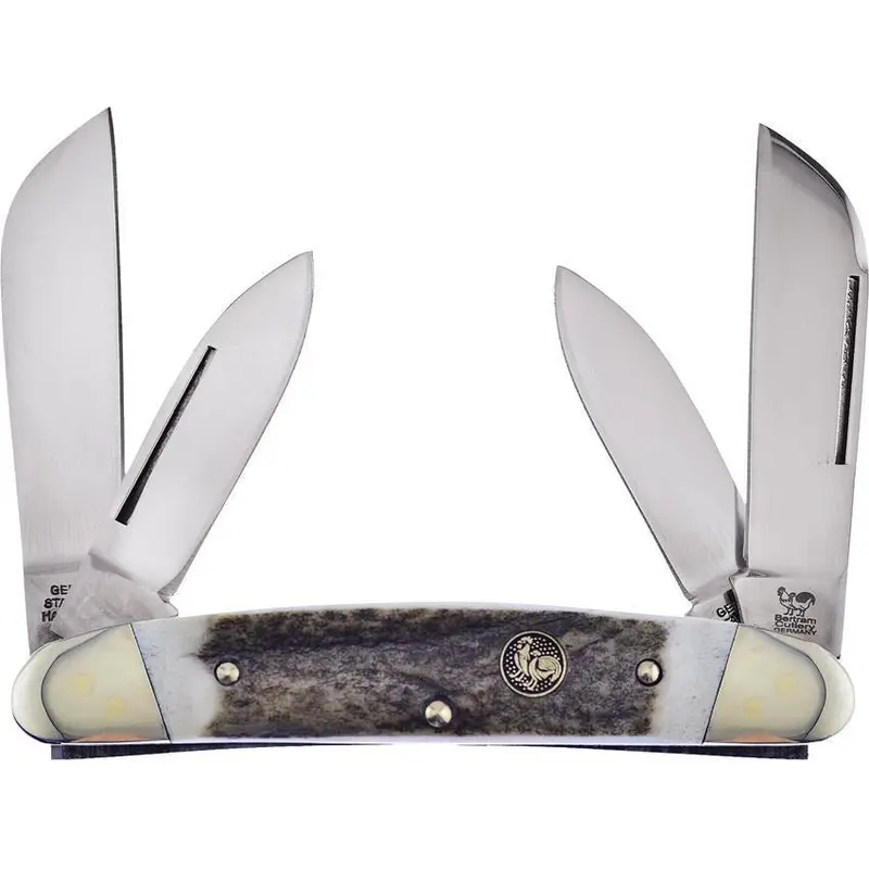 Hen & Rooster Four-Blade Deer Stag Pocket Knife – 264-Ds 1