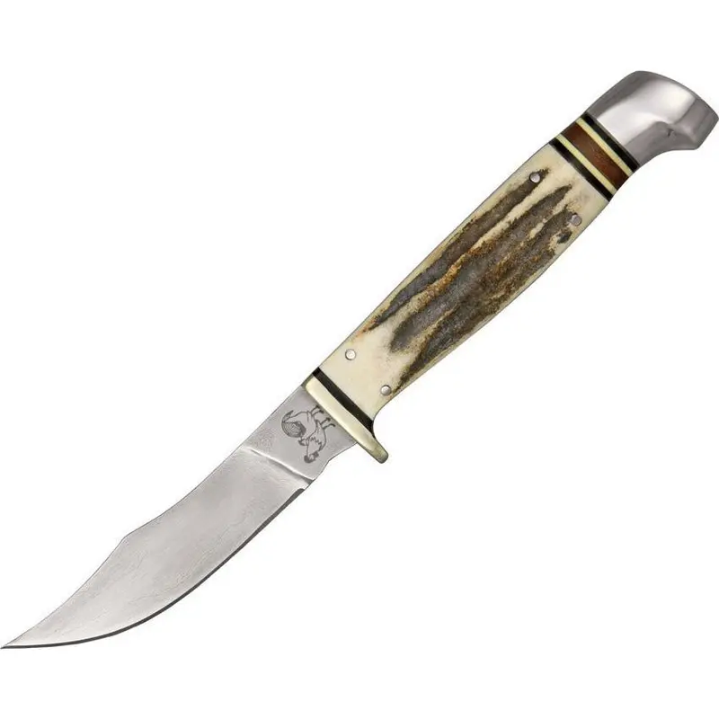 Hen & Rooster Hr5048Dm Stag Handle Damascus Bowie Knife 1