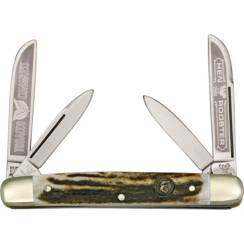 Hen & Rooster Tobacco-Themed Congress Knife With Deer Stag Handle (Model 214-Ds/Tc) 1