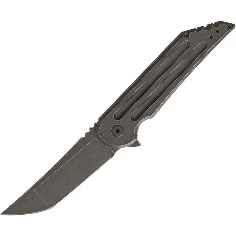 Hoback Knives Kwaiback All-Black Tactical Folder – Matte Black Anodized Aluminum & Dlc-Coated Steel 1