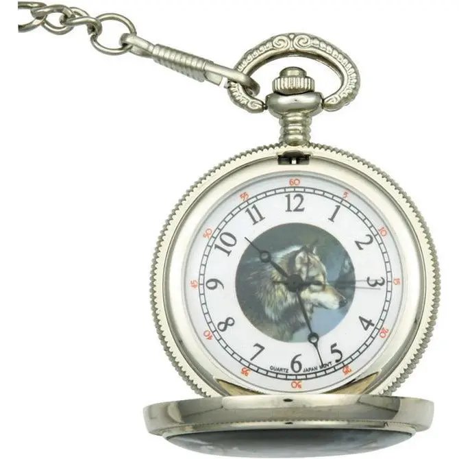 Infinity Wolf-Themed Pocket Watch – Antique-Style Mechanical Timepiece – Model P-256 1