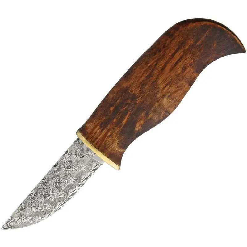Karesuando Vuonjal Damask Knife – Brown Leather Sheath (3633D) 1