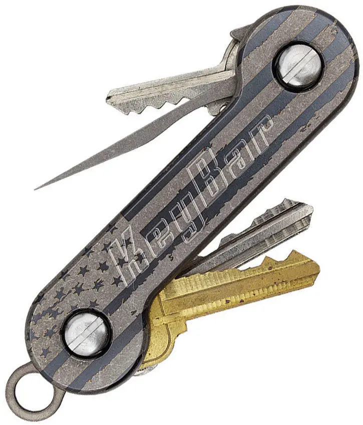 Keybar Titanium Key Organizer – Slim Design With Flag Engraving (Tkb-Dstflg-Bp) 1