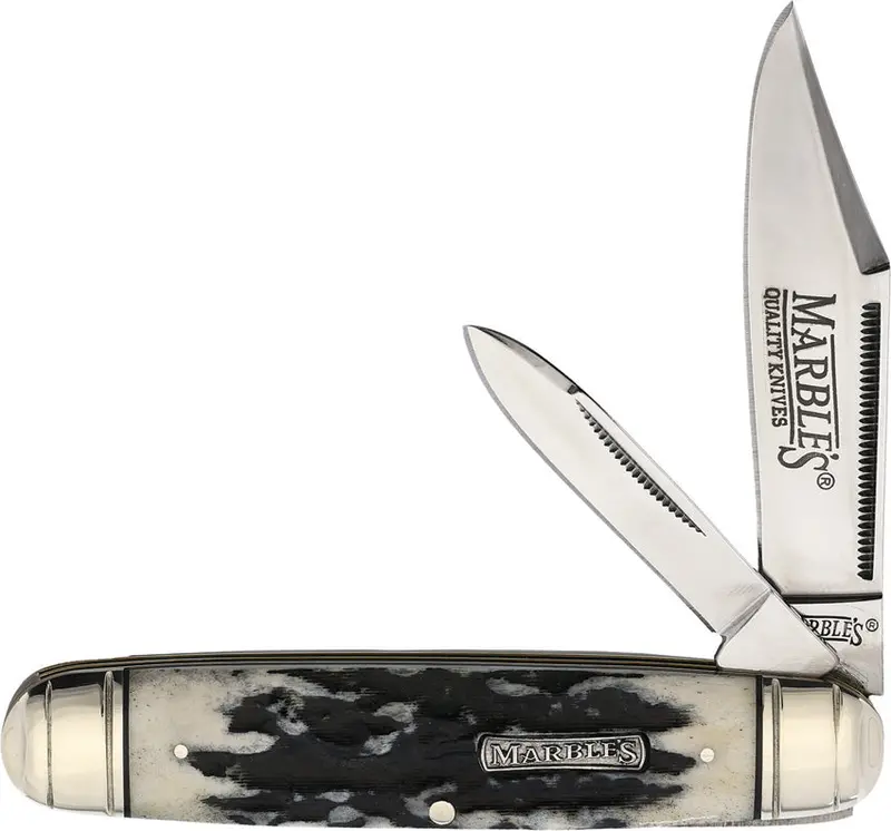 Marbles Cattleman Folding Knife With Black Stag Bone Handles 1