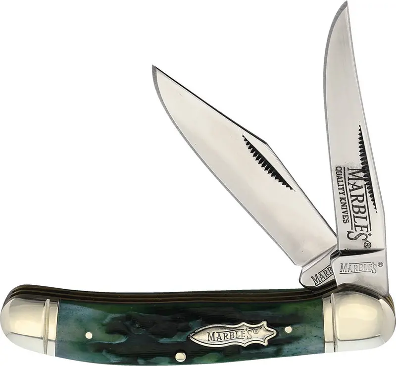 Marbles Copperhead Pocket Knife – Green Stag Bone Handle (Mr609 Kb207) 1