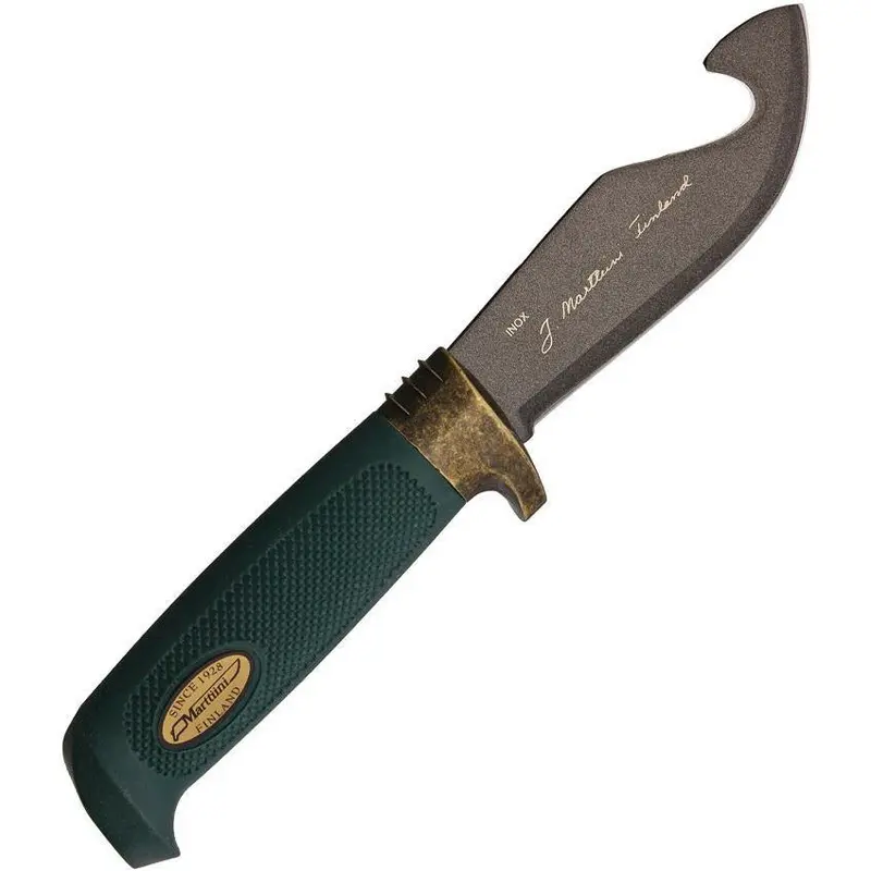 Marttiini 378014T Guthook Skinner With Green Ergonomic Handle 1
