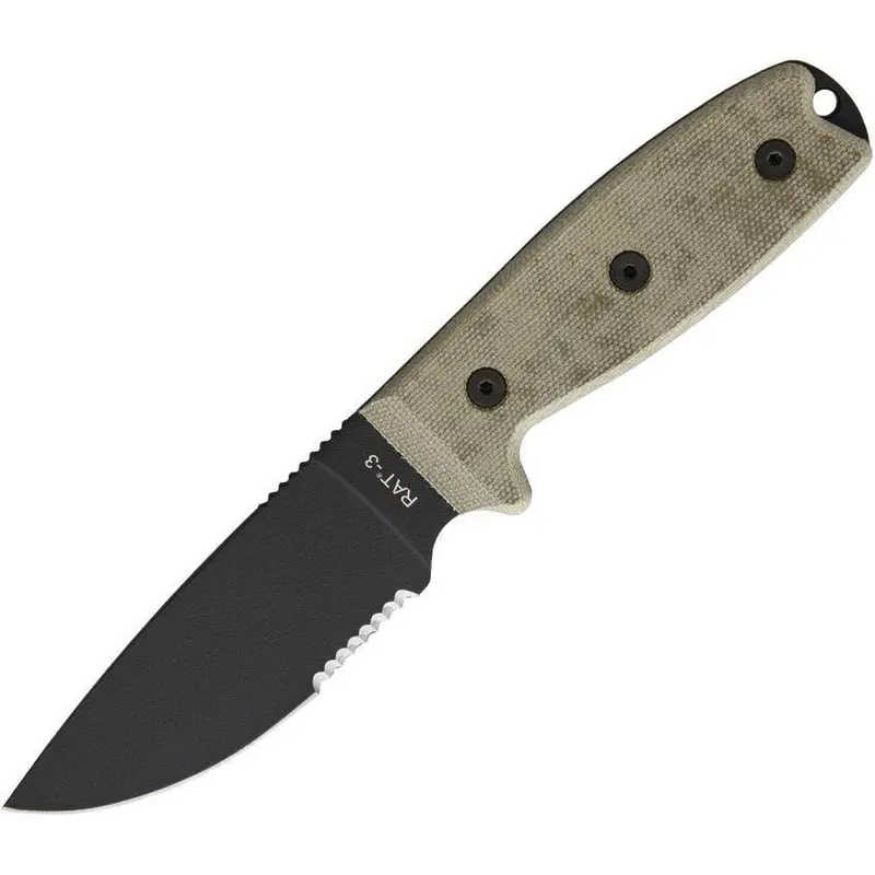 Ontario Rat-3 Serrated Knife – Small-Frame Utility Blade With Integrated Sheath 1