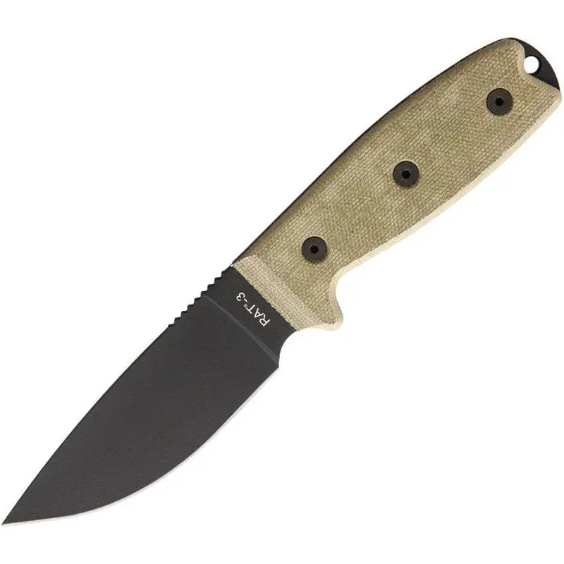 Ontario Rat-3 Standard-Edge Knife – Lightweight Edc Fixed Blade With Nylon Carry Sleeve 1