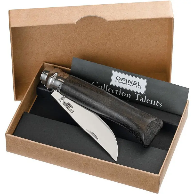 Opinel No. 8 Ebony Fixed-Blade Knife – Premium Hardwood Handle, Carbon Steel Edge 1