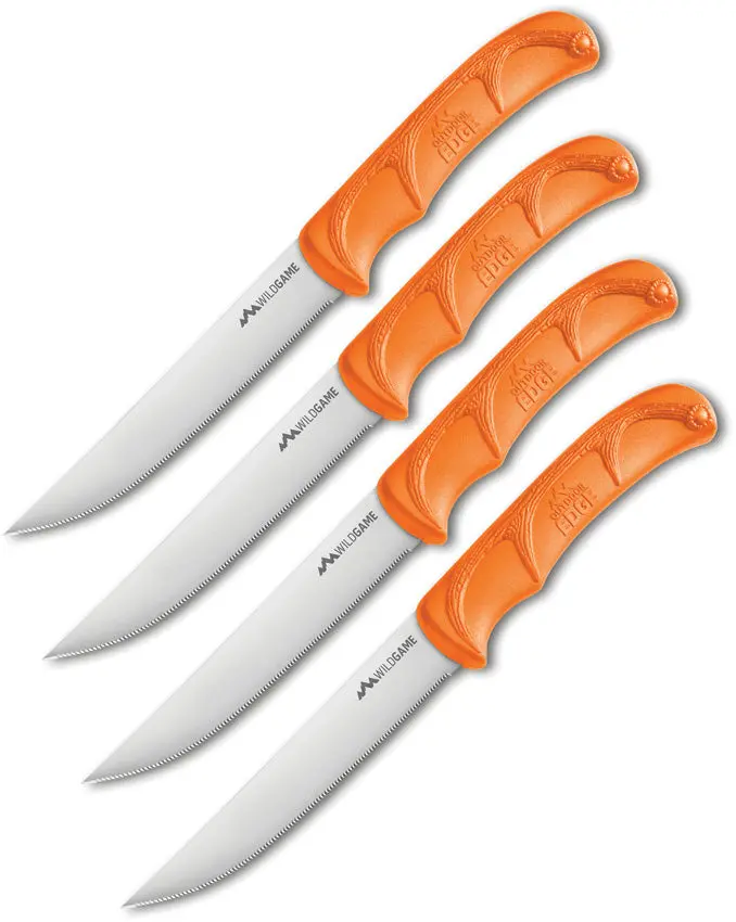 Outdoor Edge Wild Game Steak Knife Set – 4-Piece Orange Handle Collection (Model Stk-4C) 1