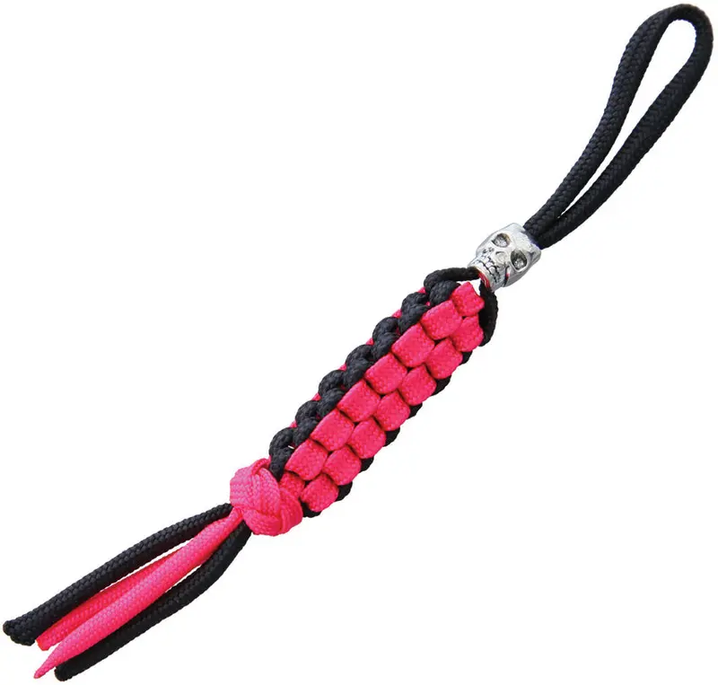 Paracord Lanyard With Chrome Accents – Black & Pink 1