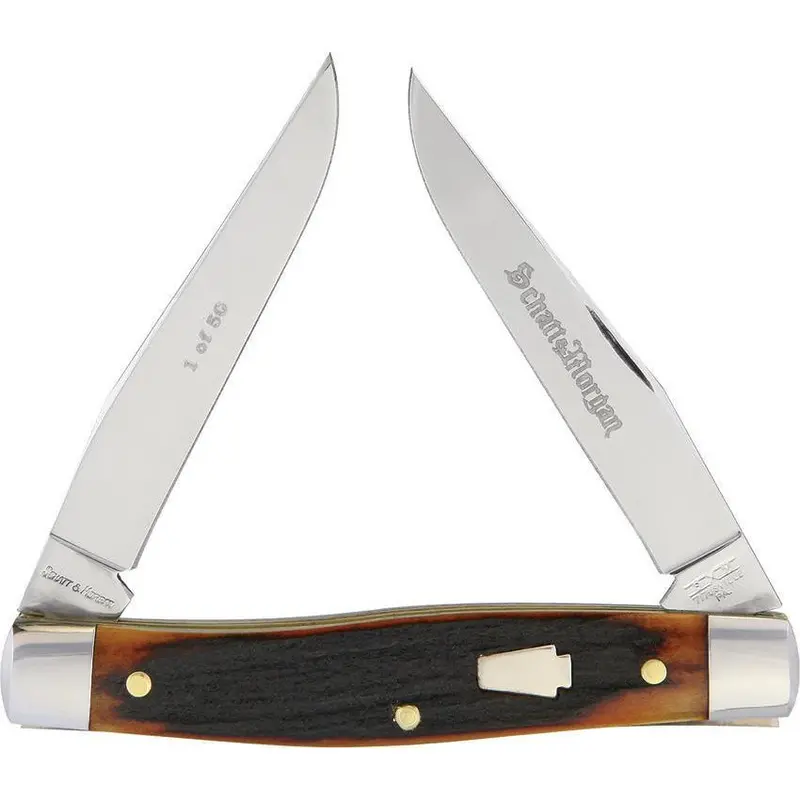 Queen Yankee Muskrat Amber Stag Pocket Knife 1
