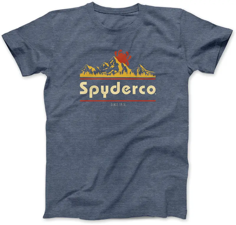 Spyderco Mountain Graphic T-Shirt – Medium Black Cotton Tee 1