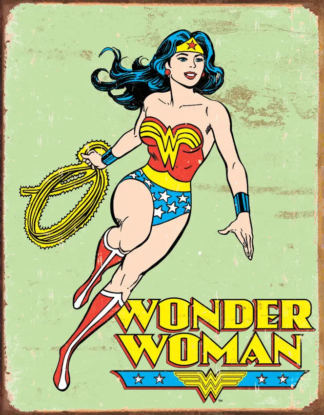 Wonder Woman Retro Tin Sign – Vintage-Inspired Superhero Wall Art 1