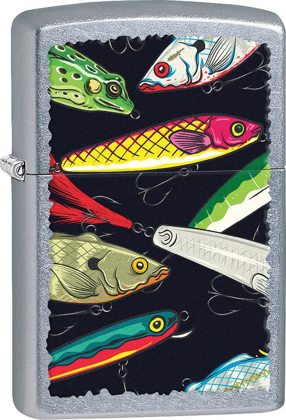 Zippo Fishing Lures Lighter – Detailed Angler-Themed Artwork (Model 207-077477) 1